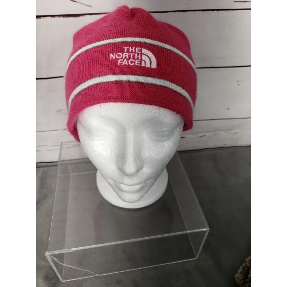 The North Face Girls Youth Junior Medium Pink‎ Logo Beanie Hat